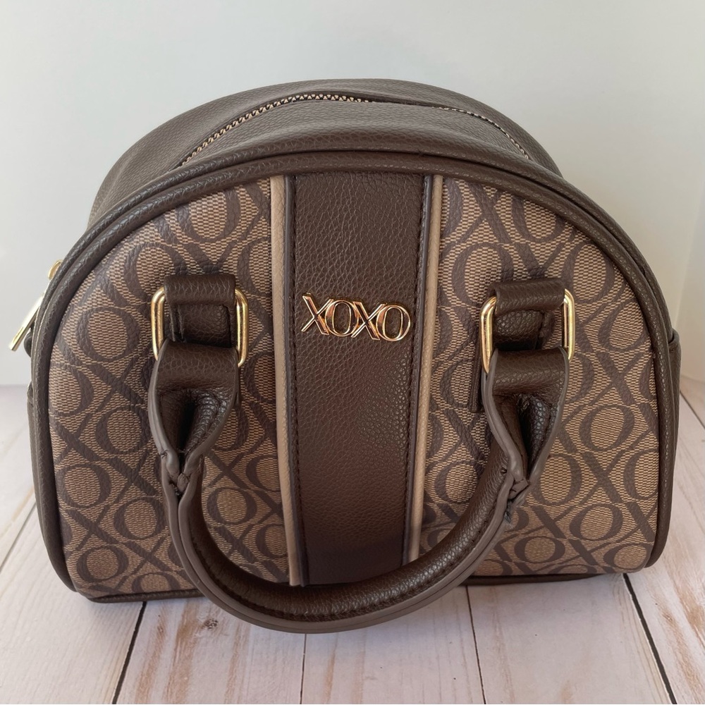 XOXO Y2K Small Bowling Bag Purse Handbag Brown Tan Logo 90s 2000s Retro Preppy